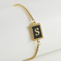 Stainless Steel Simple Style Letter Plating Inlay Shell Bracelets sku image 45