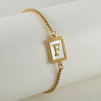 Stainless Steel Simple Style Letter Plating Inlay Shell Bracelets sku image 6