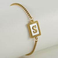 Stainless Steel Simple Style Letter Plating Inlay Shell Bracelets sku image 19