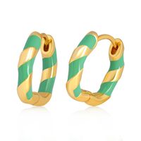 Fashion Stripe Copper Enamel Hoop Earrings 1 Pair sku image 5