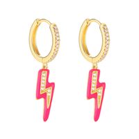Fashion Lightning Copper Enamel Inlay Zircon Ear Studs 1 Pair sku image 3