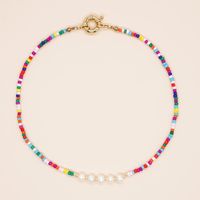 1 Piece Bohemian Smiley Face Glass Glass Beaded Pearl Plating Women's Necklace main image 5