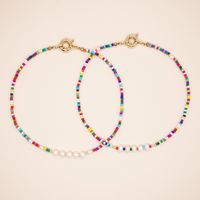 1 Piece Bohemian Smiley Face Glass Glass Beaded Pearl Plating Women's Necklace main image 1