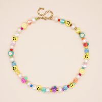 1 Piece Bohemian Smiley Face Glass Glass Beaded Pearl Plating Women's Necklace sku image 4