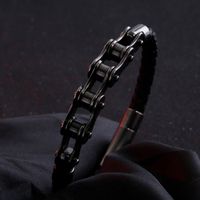 Hip-hop Geometric Stainless Steel Leather Braid Men's Bracelets main image 9