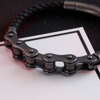 Hip-hop Geometric Stainless Steel Leather Braid Men's Bracelets main image 5