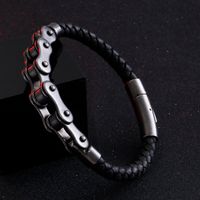 Hip Hop Géométrique Acier Inoxydable Cuir Tresser Hommes Bracelets main image 2