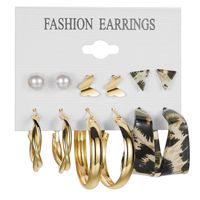 Retro Round Alloy Plating Artificial Pearls Women's Earrings Ear Studs 6-piece Set sku image 28