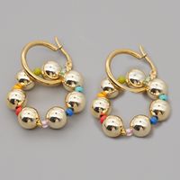 Bohemian Glazed Bead Round Earrings Wholesale sku image 6