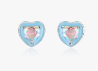 Sweet Heart Shape Sterling Silver Inlay Zircon Ear Studs 1 Pair sku image 1