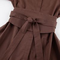 Women's A-line Skirt Casual Shirt Collar Patchwork Long Sleeve Solid Color Above Knee Daily sku image 4