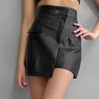 Autumn Fashion Solid Color Pu Polyester Above Knee Skirts main image 1