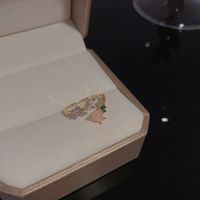 Sweet Heart Shape Flower Copper Plating Zircon Open Ring main image 3