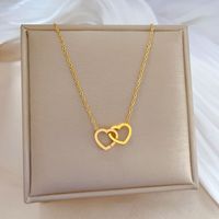 Simple Style Heart Shape Titanium Steel Copper Plating Gold Plated Pendant Necklace sku image 1