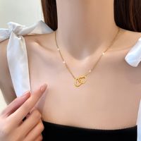 Einfacher Stil Herzform Titan Stahl Kupfer Überzug Vergoldet Halskette Mit Anhänger main image 2