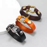 1 Piece Fashion Geometric Alloy Cowhide Men's Bracelets main image 5
