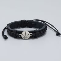 1 Stück Retro Sport Basketball Pu-leder Legierung Seil Männer Armbänder main image 4