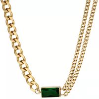 Mode Géométrique Acier Au Titane Placage Zircon Collier 1 Pièce sku image 3