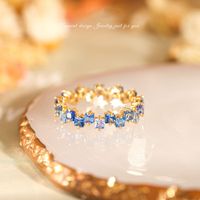 Sweet Irregular Copper Plating Inlay Artificial Diamond Open Ring 1 Piece main image 6