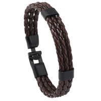 Fashion Solid Color Pu Leather Braid Men's Bracelets sku image 2