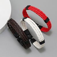 Fashion Solid Color Pu Leather Braid Men's Bracelets main image 2