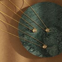 Simple Style Round Titanium Steel Inlay Artificial Diamond Pendant Necklace 1 Piece sku image 2