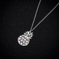 Cute Pineapple Stainless Steel Titanium Steel Plating Hollow Out Pendant Necklace 1 Piece main image 5