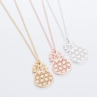 Cute Pineapple Stainless Steel Titanium Steel Plating Hollow Out Pendant Necklace 1 Piece main image 6