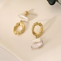 Fashion Irregular Pearl Asymmetrical Pearl Plating Drop Earrings 1 Pair main image 5