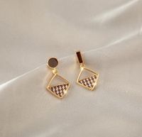 1 Pair Simple Style Triangle Square Flower Metal Plating Inlay Rhinestones Pearl Women's Earrings sku image 11