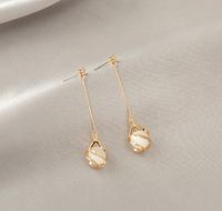 1 Pair Simple Style Triangle Square Flower Metal Plating Inlay Rhinestones Pearl Women's Earrings sku image 9