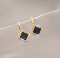 1 Pair Simple Style Triangle Square Flower Metal Plating Inlay Rhinestones Pearl Women's Earrings sku image 15