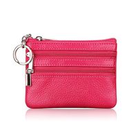 Unisex Solid Color Leather Zipper Coin Purses main image 4