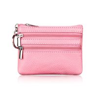 Unisex Solid Color Leather Zipper Coin Purses main image 2