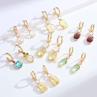 Fashion Square Water Droplets Copper Inlay Artificial Diamond Drop Earrings 1 Pair main image 1