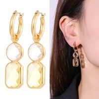 Fashion Square Water Droplets Copper Inlay Artificial Diamond Drop Earrings 1 Pair main image 5