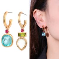 Fashion Square Water Droplets Copper Inlay Artificial Diamond Drop Earrings 1 Pair main image 6