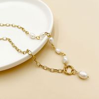 Fashion Circle Stainless Steel Pearl Plating Pendant Necklace 1 Piece main image 5