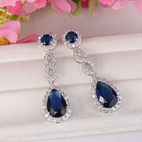 Simple Style Water Droplets Copper Inlay Artificial Gemstones Drop Earrings 1 Pair main image 4