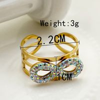 Lady Geometric Stainless Steel Plating Zircon Open Ring 1 Piece main image 3