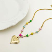 Fashion Heart Shape Stainless Steel Enamel Plating Pendant Necklace 1 Piece sku image 1