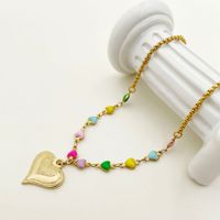 Fashion Heart Shape Stainless Steel Enamel Plating Pendant Necklace 1 Piece main image 1