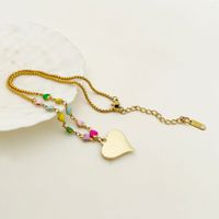 Fashion Heart Shape Stainless Steel Enamel Plating Pendant Necklace 1 Piece main image 4