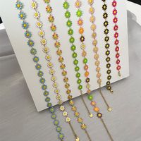 1 Set Sweet Flower Stainless Steel Enamel Women's Bracelets Necklace main image 3