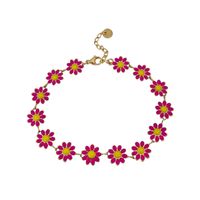 1 Set Sweet Flower Stainless Steel Enamel Women's Bracelets Necklace main image 5