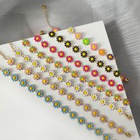 1 Set Sweet Flower Stainless Steel Enamel Women's Bracelets Necklace main image 2