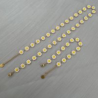 1 Set Sweet Flower Stainless Steel Enamel Women's Bracelets Necklace sku image 3