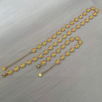 1 Set Sweet Flower Stainless Steel Enamel Women's Bracelets Necklace sku image 7