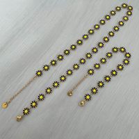1 Set Sweet Flower Stainless Steel Enamel Women's Bracelets Necklace sku image 8