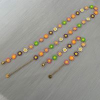 1 Set Sweet Flower Stainless Steel Enamel Women's Bracelets Necklace sku image 5